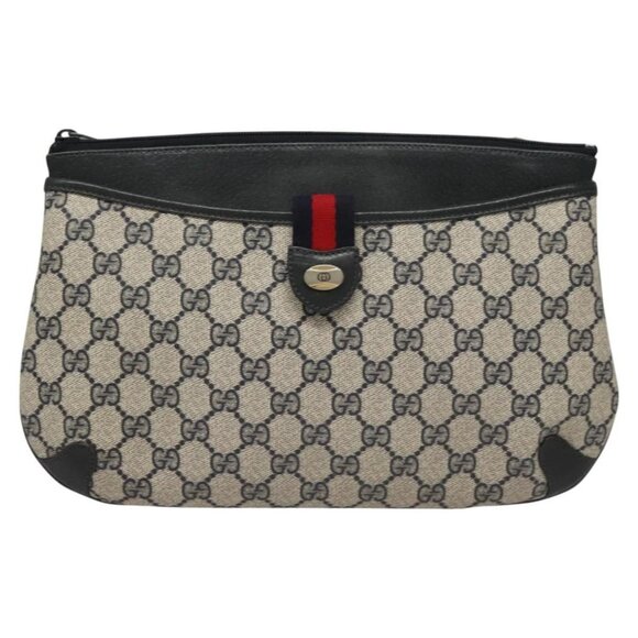 GUCCI GG Supreme Shoulder Bag PVC Navy Gold 39 02 026 Auth ep8170 - Picture 2 of 16